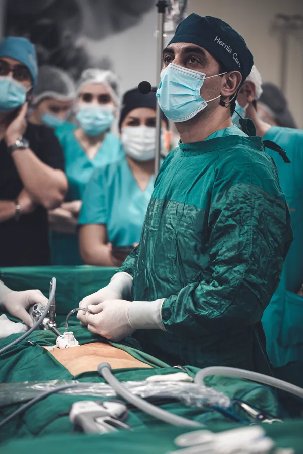 Surgeon in scrubs in an operating theatre