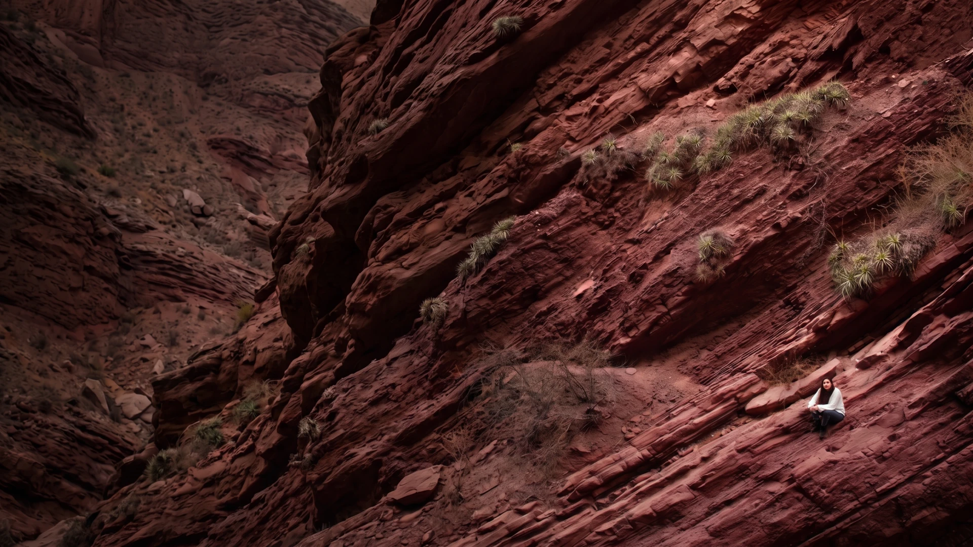 Red Canyon Landscape with Woman